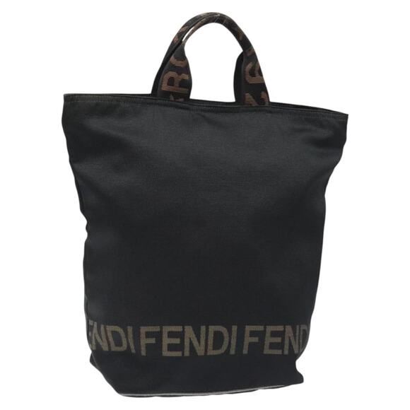 FENDI Hand Bag Nylon Black Gold - Picture 1 of 12